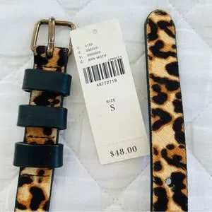 Anthropologie Cheetah Print Belt with Gold Buckle Anthropologie Classic Mixed Metal Keeper Belt In Cheetah  main image 3